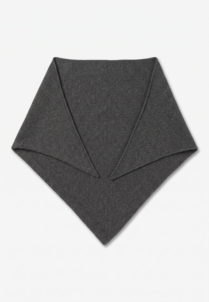 Stella Scarf in anthracite grey ribbed Geelong wool, folded flat