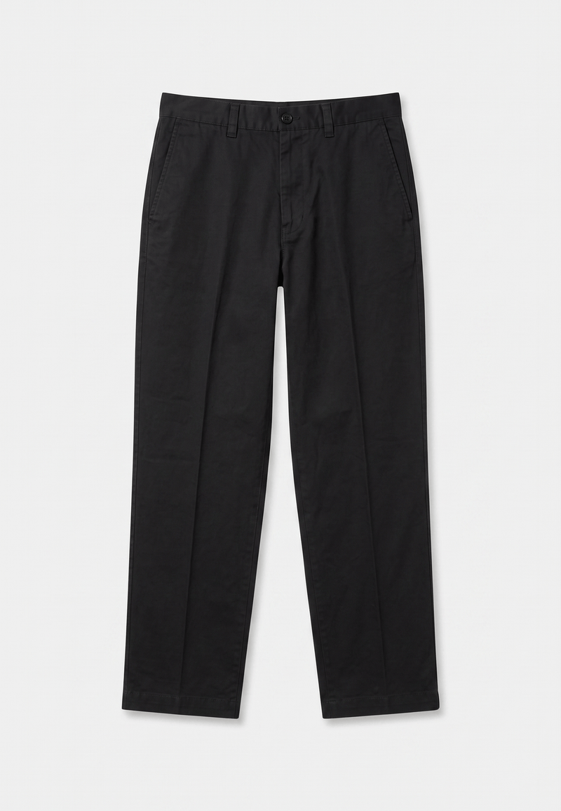 Collin Trousers in black cotton, straight-leg trousers